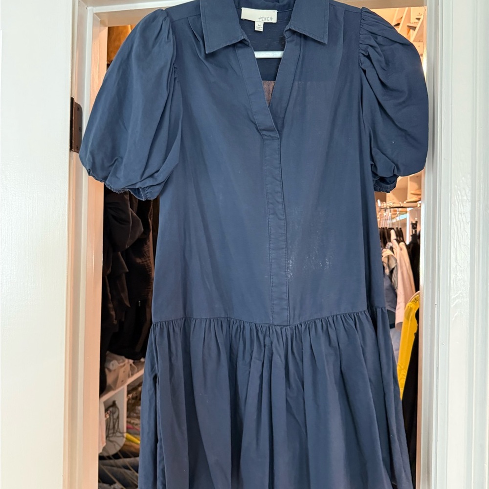 Pinch Navy Puff Sleeve Mini Dress